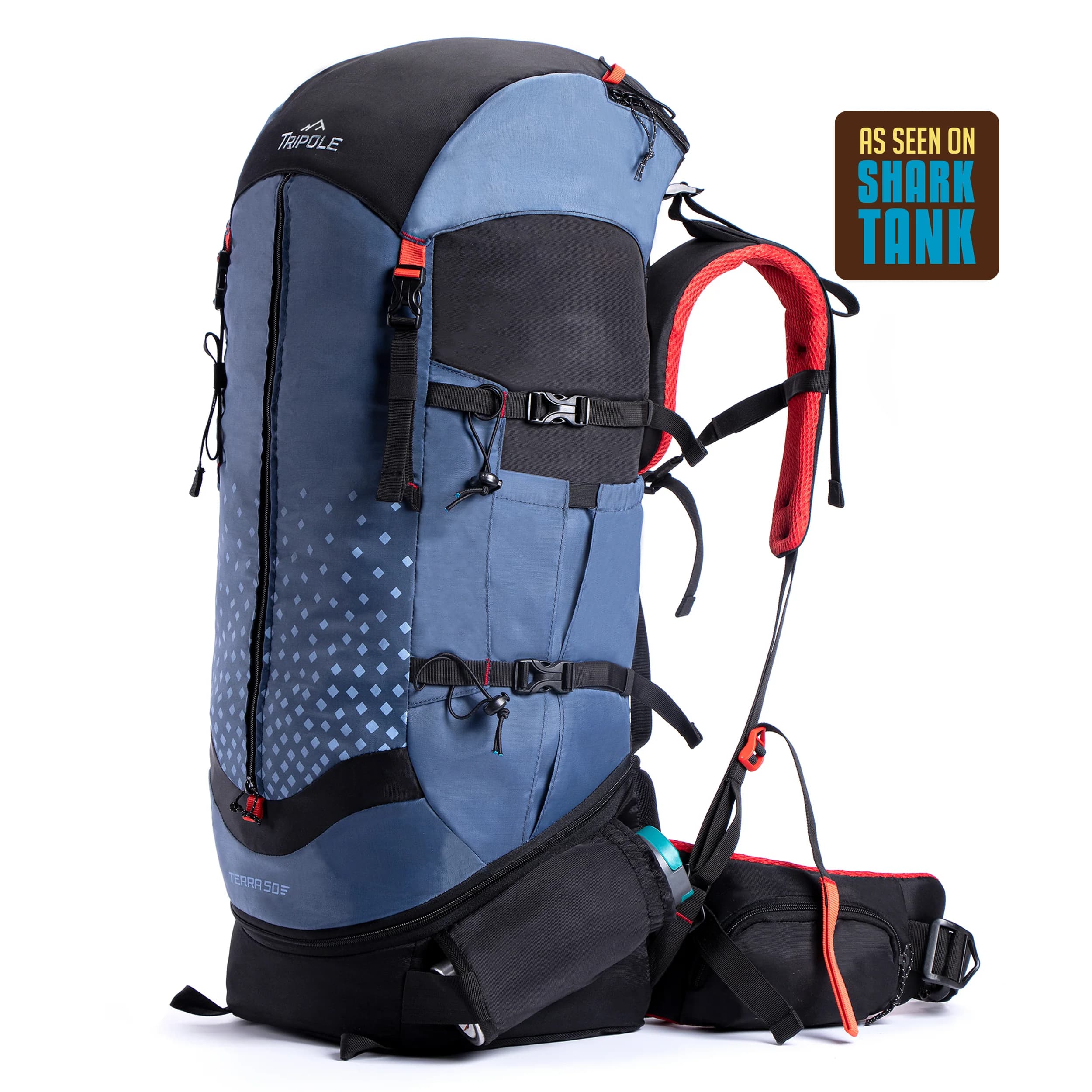 Trekking Rucksack with Front Opening, Rain Cover 50L